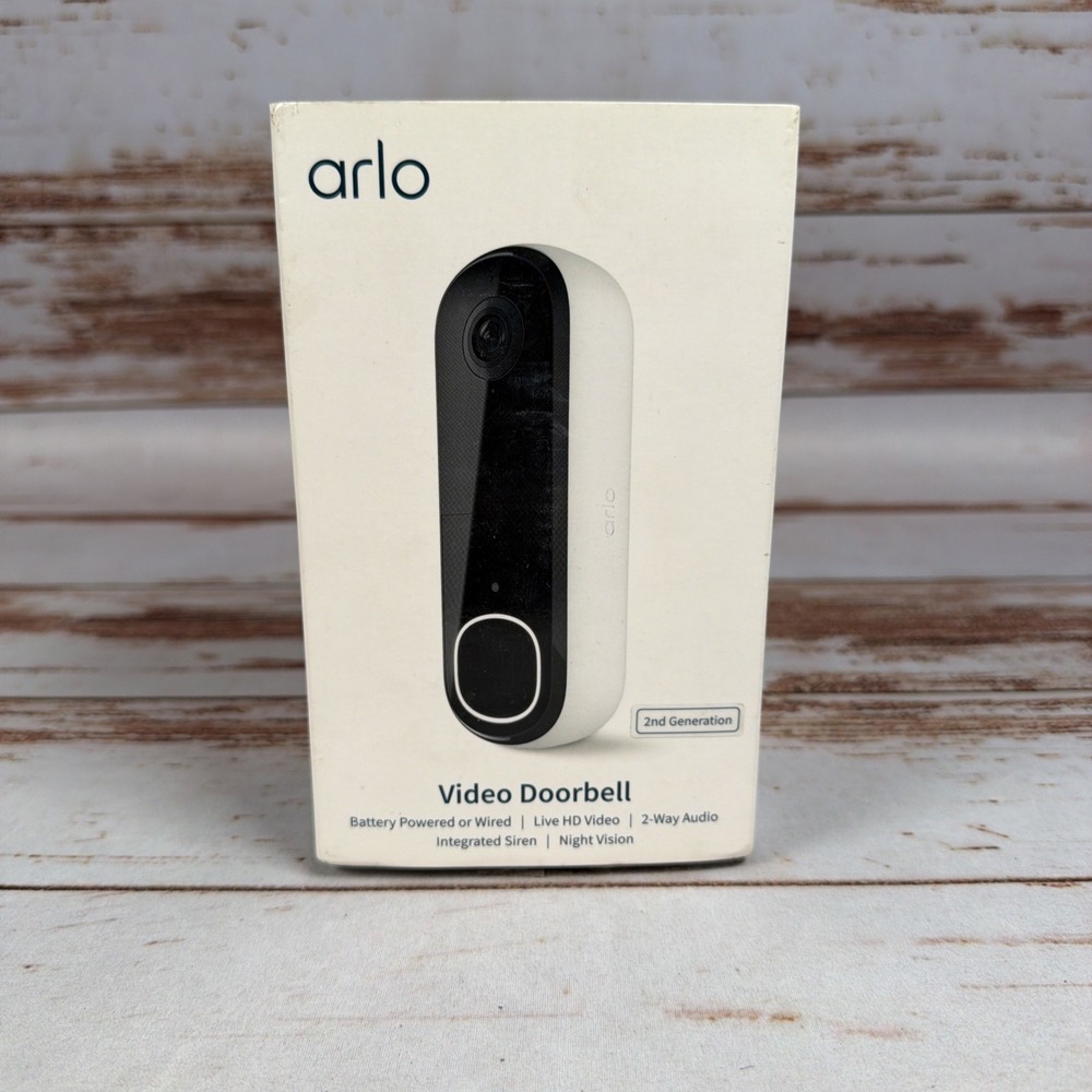 Arlo Video Doorbell 2nd Gen HD Night Vision 180 FOV White AVD3001 W/ Box Tested